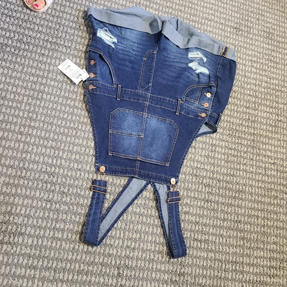 No Boundaries Distressed Blue‎ Overalls large 11-13 - Picture 3 of 10